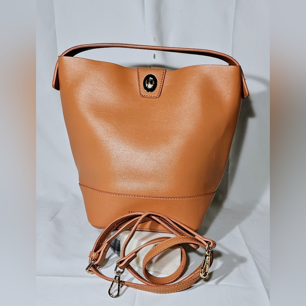Vegan leather bucket handbag, Expressions NYC, EUC